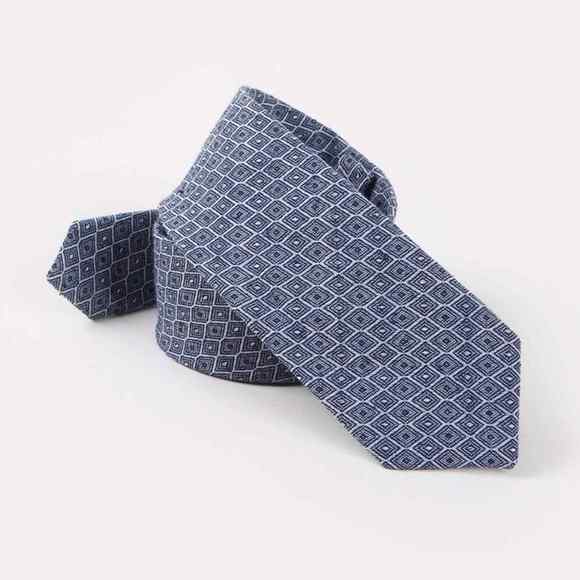 The Debonair Club Other - Mens Tie Blue and White Patterned NeckTie